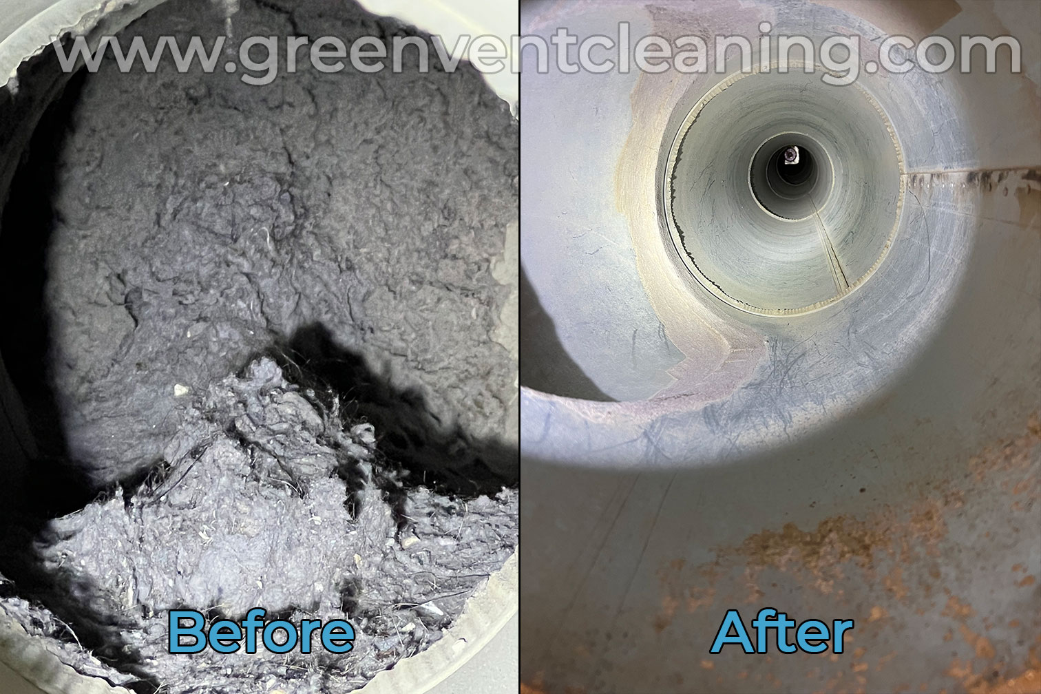 Before and After, Commercial Dryer Vent Cleaning Syracuse NY